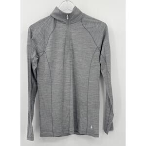 Smartwool Pullover Womens Medium Gray Merino Wool Quarter Zip 1/4 Base Layer Top